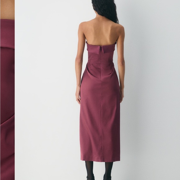 Aritzia Strapless Dress in Burgundy - Picture 3 of 5